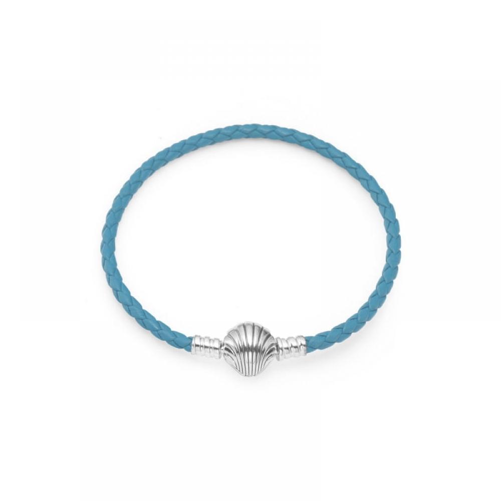 Pandora 598951c01 S Moment SeaShell claSh turquoiSe Braided Leather Leather Bracelet