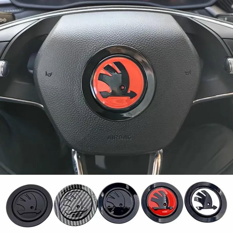 63MM Car Steering Wheel Center  Sticker for Skoda Vision-E 440 Felicia Afriq Kamio Fabia Octavia Kodiak Kamik ABS Accessorie
