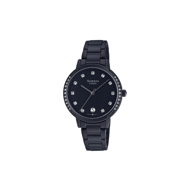 

Casio SHEEN waterproof 50 meters quartz movement stainless steel strap Japanese and Korean watch 37.7 women s watch black dial SHE-4056BD-1A чёрный