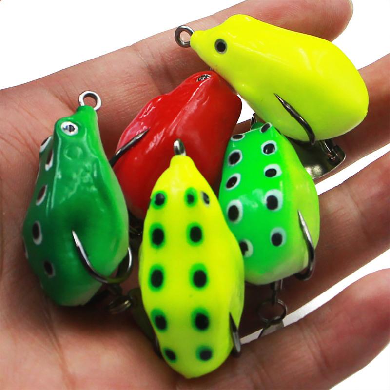 4cm 6g Mini Frog Fake Lure Portable Colorful Outdoor Double Hook Silicone Lure Bait Fishing Gear