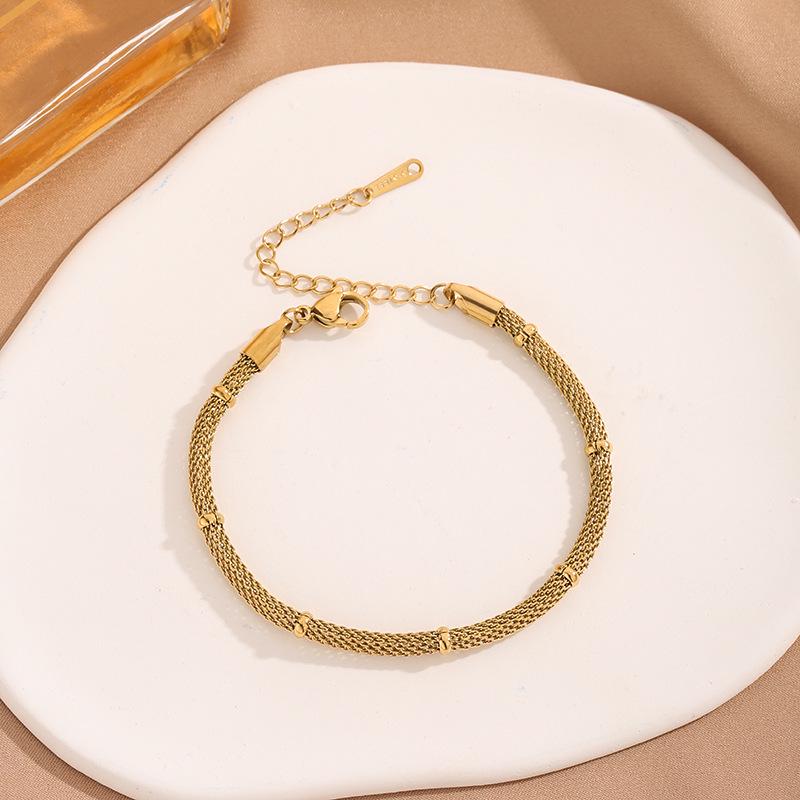 Minimalist European-American Metal Mesh Necklace & Bracelet Set