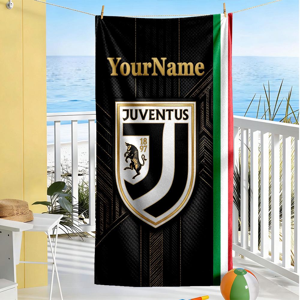 Juventus Customize Your Name Beach Towel Super Soft & Absorbent Suitable for Swimming Gym Camping Yoga Vacation