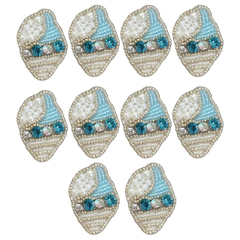 10Pcs Sea Creature Sew on Patches for Clothing Jackets Jeans Dress Artifical Pearls Beaded Sewing on Patches Appliques
