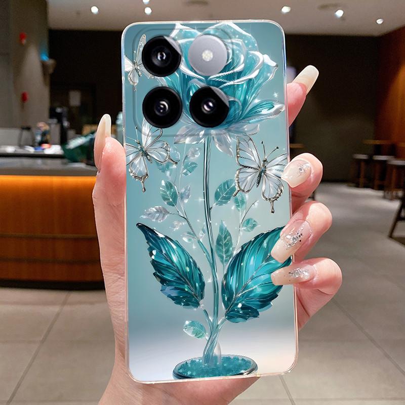 For Xiaomi 14T / Xiaomi 14T Pro Case Clear Luxury Fashion Butterfly Flower Soft TPU Silicone Casing Cover Transparent Phone Case