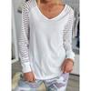 Fall and Winter New Arrival Cut Out Stripes V Neck Long Sleeves T-shirt Female 2024 Fashion Fashion Plus Size Pullover Bottoming Shirt Tops Female