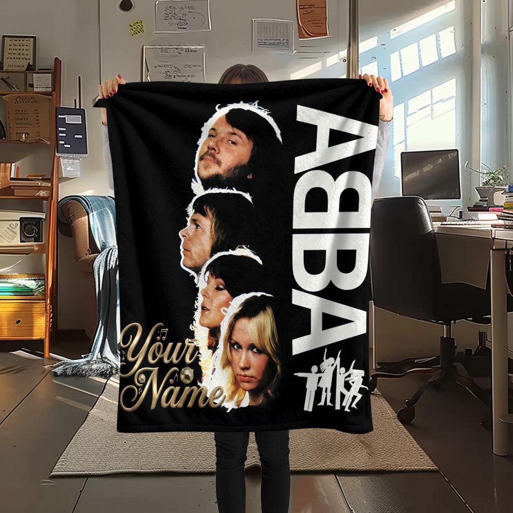 1 יחידה שמיכת פלנל מודפסת בדוגמת ABBA The Movie עם שם מותאם אישית מתאימה לכל העונות לקישוט הבית חום ונוחות מתנות מתנת חג -HE6