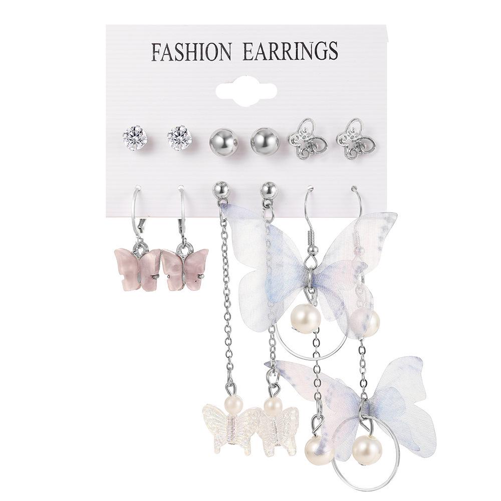 Gold-Pearl Punk Hoop Earrings Set for Women