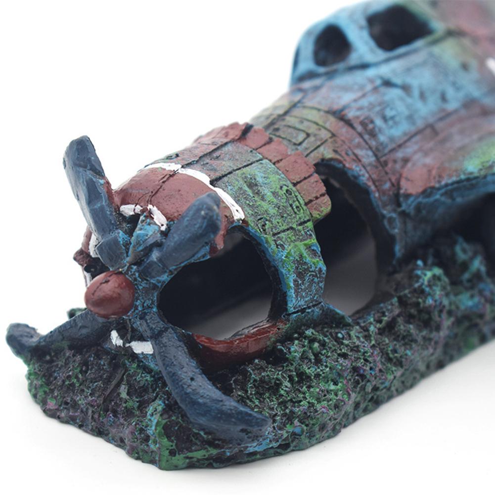 Fighter Fish Tank Decoration Resin Crafts Wreckage Hide Cave For Fish Shrimp Aquarium Landscaping Ornaments
