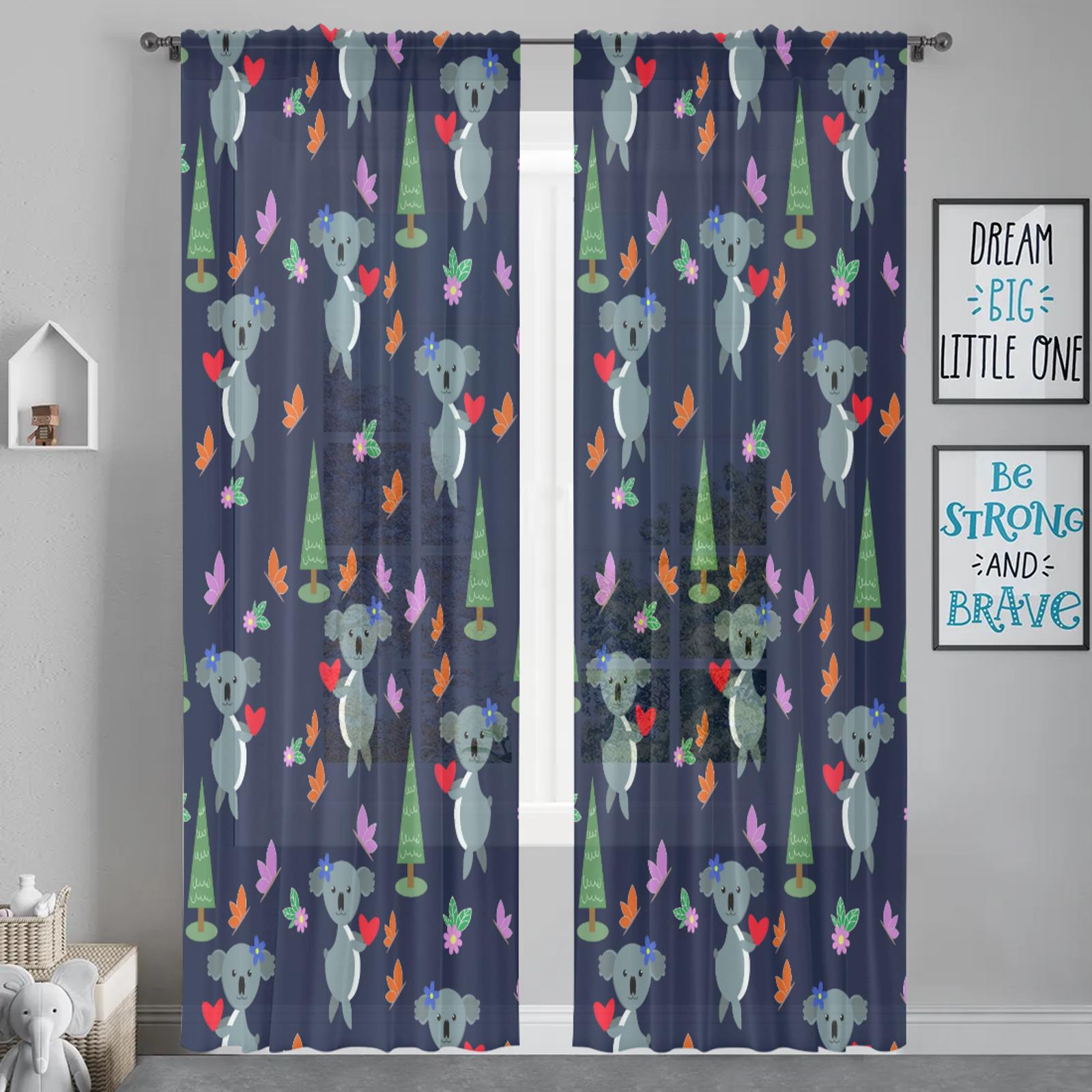 

Herdesings Вуаль Тюль Шторы Бабочка Шифон Драпировки 2 Панели Оконные Шторы для Гостиной Спальни Кухни Декор 2PC W74 x H91cm