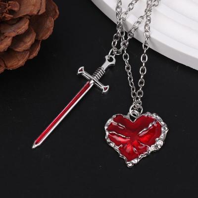 Fashionable And Beautiful Simulate Sword Heart Necklace Set Elegant Men And Women Sweater Chain Collarbone Chain Couple Gift