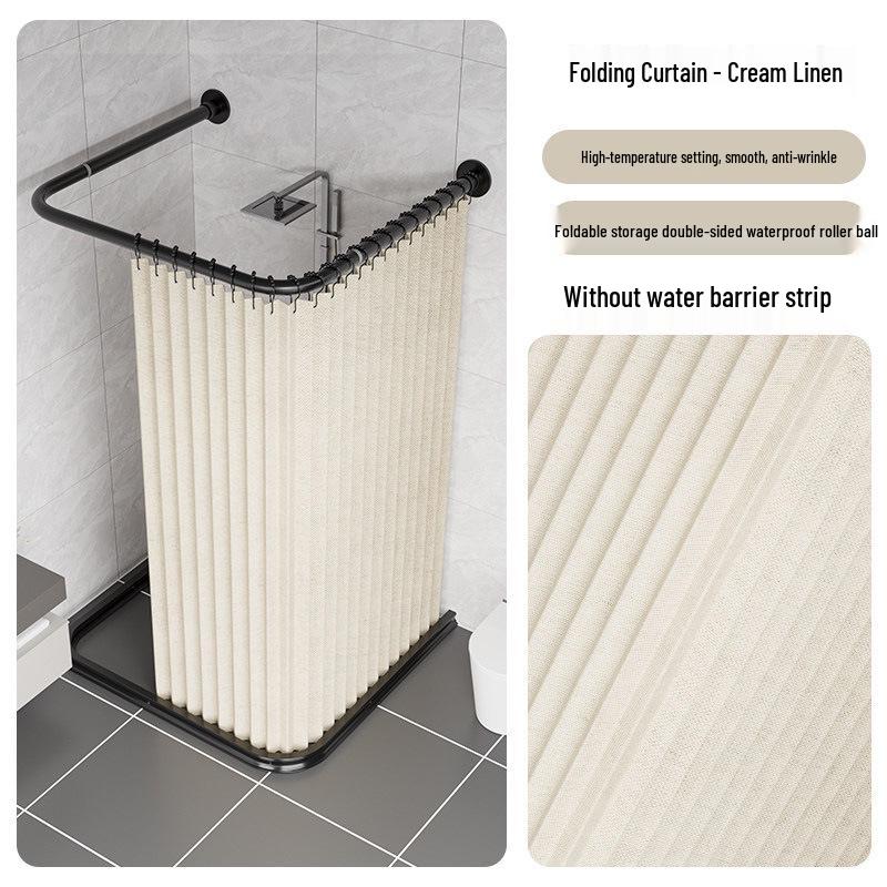 U-Shaped No-Drill Waterproof Shower Curtain Rod