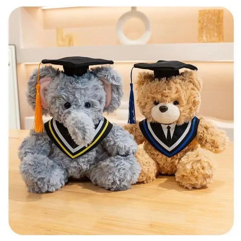 25cm Simulation New Graduation Doctoral Animal Doll Stuffed Plush Toy Cartoon Anime Cute Pillow Gift for Friends Fun Doll