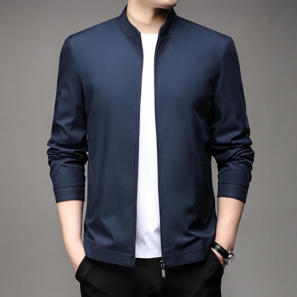 Spring Youth Jacket Men's Jacket Business Casual Jacket New Men's Solid Color Crew Neck Top