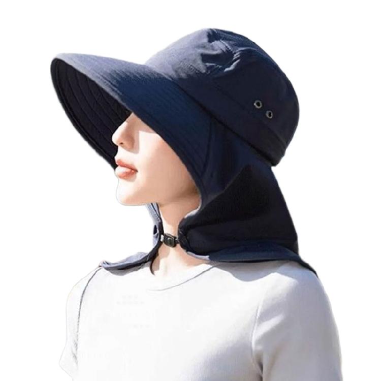 Women Sun Hat Bucket Hat with Large Shawl for Travel Hiking Shopping
