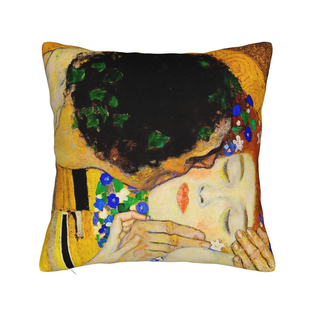 Gustav Klimt The Kiss Square Pillow Cases  Cushion Cover Custom Polyester Decor Throw Pillow Case Cover for Home 18x18
