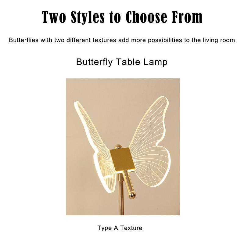 1 Stück Schmetterling LED Tischlampe Retro Gold Acryl Schreibtischlampen Hotel Villa Kunst für Wohnzimmer Nachttisch Desktop Dekor LED Nachtlichter