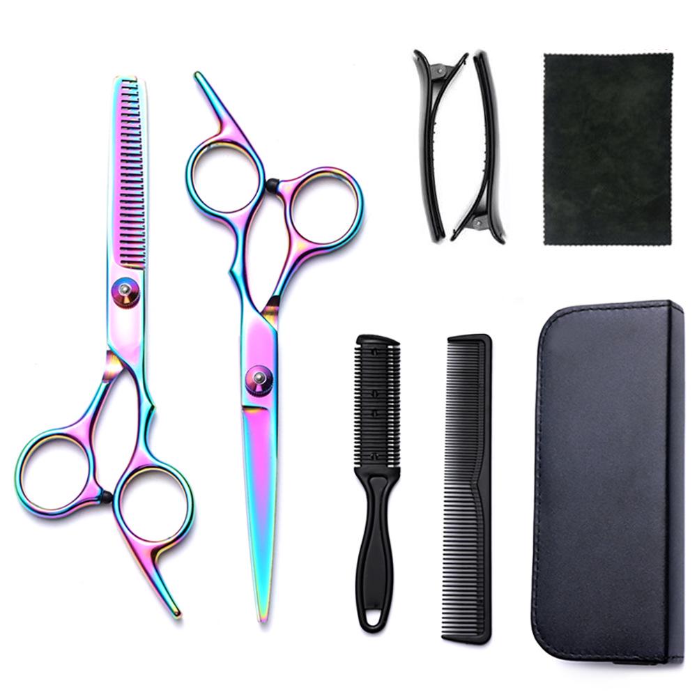 Hairdressing Scissors Set: Colored Straight-Tooth & Thinning Bangs Scissors for Professional Stylists