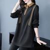 Womens Hoodie Spring Autumn New Fashion Minimalist Elegant Long Sleeve Outerwear Loose Slim Fit Tummy Hiding Versatile Lapel Top