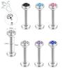 ZS 6-13 STK/LOT 16G Rustfritt Stål Leppe Labret Piercingsett Krystall Monroe Leppepiercing Øre Tragus Helix Bruskpiercing 6/8/10mm