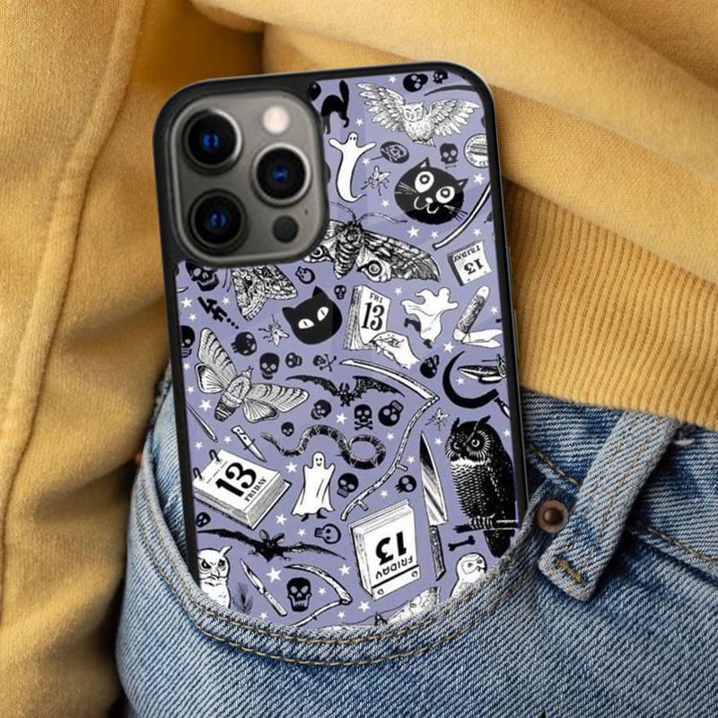 Girly Pastel Witch Goth Witch Cat Soft Phone Case for iPhone 17 Air 16e Pro Max 15 Pro 13 14 Plus 11 12 MagSafe Magnetic Coque