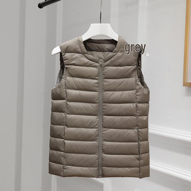 Plus-Size Women's Lightweight White Duck Down Vest for Middle-Aged and Elderly