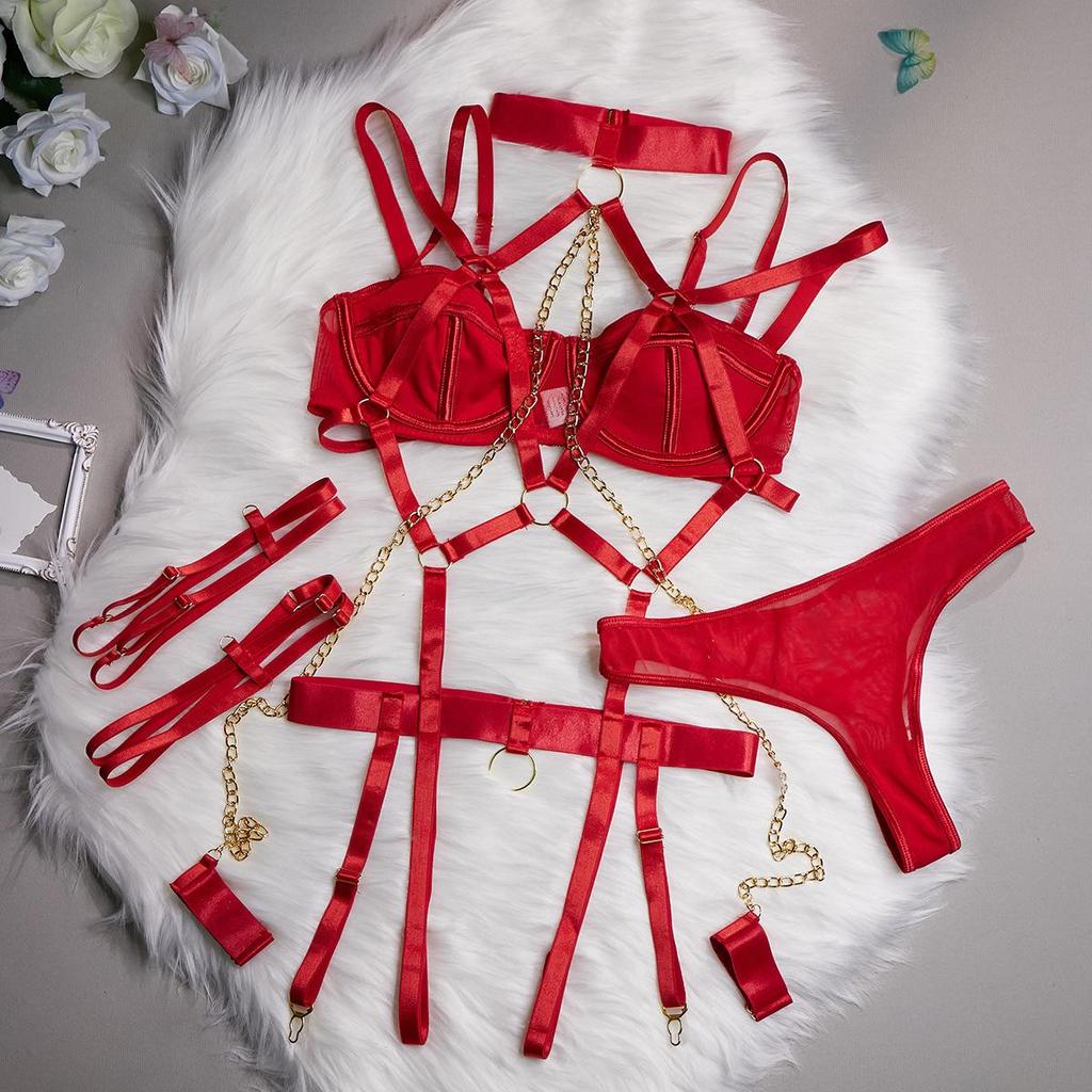 Europe & US Hot-Selling Women's Sexy Role-Playing Chain Lingerie Set