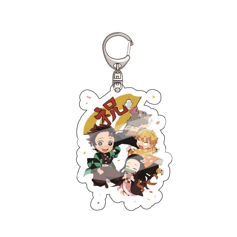 Anime Demon Slayer Acrylic Keychain Tanjiro Kamado Nezuko Zenitsu Agatsuma Inosuke Hashibira Pendant Charm 4PCS Collection Beautiful Gift