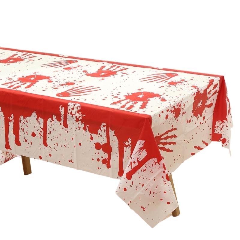 Bloody Table Cover Bloody Handprints Tablecloths Rectangle Scary Table Cover for Halloween Spooky Party Decorations