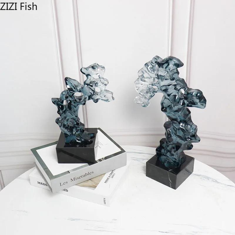 Transparent Taihu Stone Rockery Creative Resin Crafts Sculpture Desk Ornaments Artwork Living Room Decoration Modern Home Decor