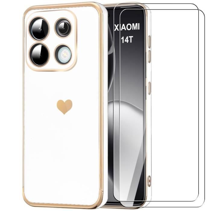 Case - Xiaomi - 14T - Shockproof Protection - Heart Pattern - Tempered Glasses Included
