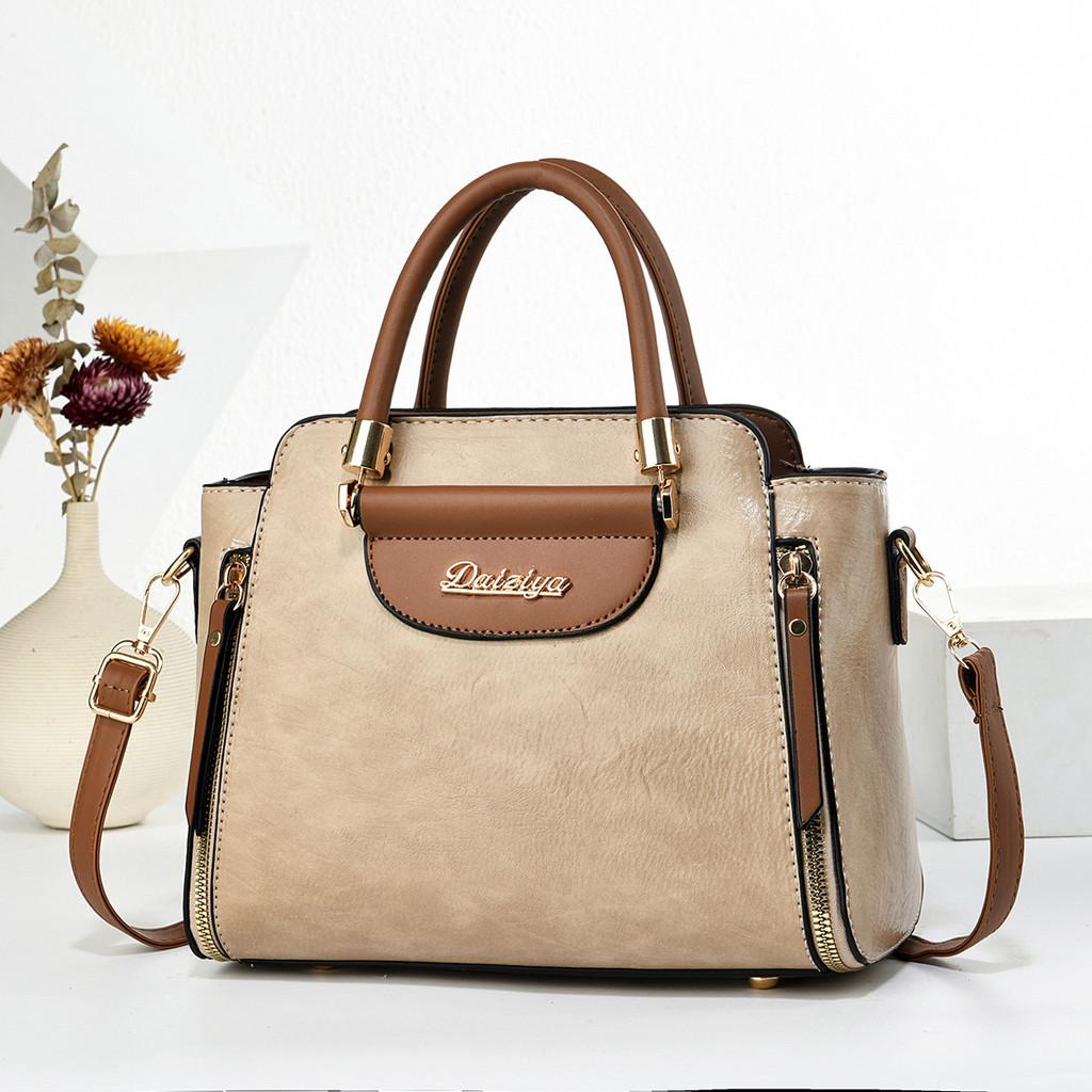 Street Style Pu Handbag With Top Zip Closure And Letter Decor For Daily Use