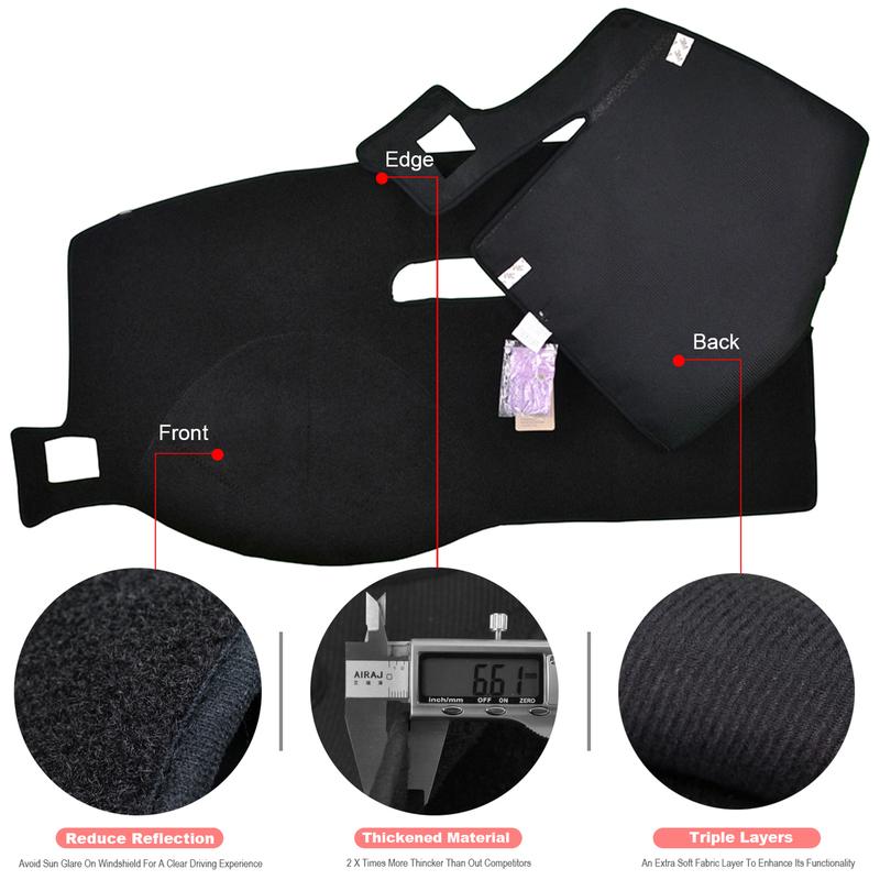 Dashmat Dash Cover Mat Sun Shade Dashboard Cover Carpet Board For Toyota Tacoma 2016 2017 2018   N300 Anti-Sun Black