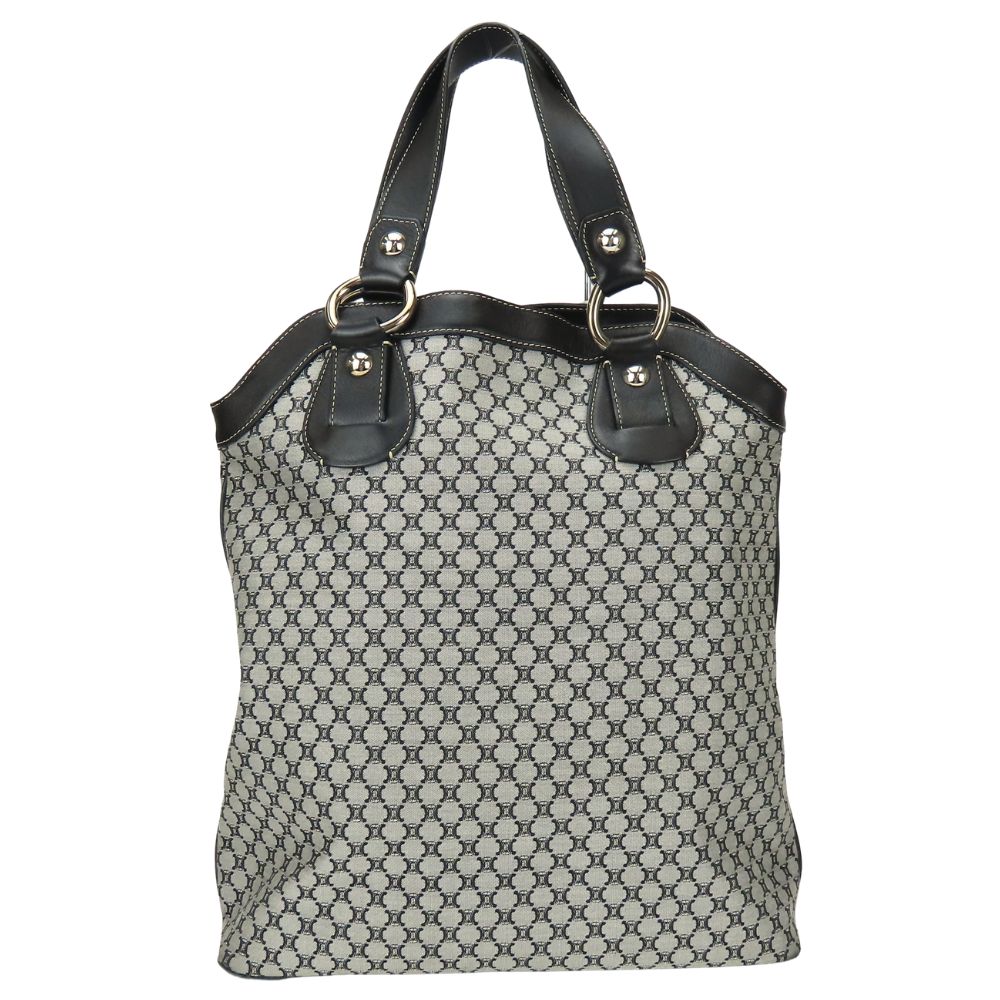 Used CELINE Tote Bag Macadam canvas/leather gray black casual