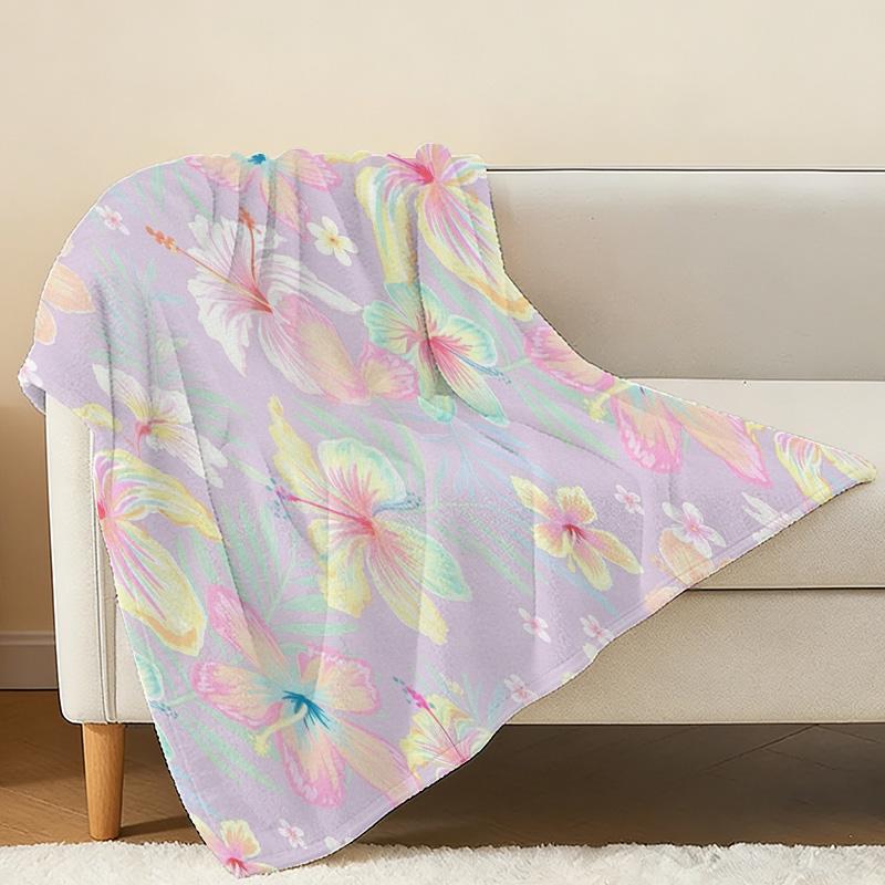 Soft Floral Fleece Blanket Breathable Cozy Lightweight All-Season Throw, Perfect for Home, Office, Halloween & Christmas