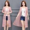 Women's Mid-length Summer Lace Sunscreen Cardigan Fashion Thin Coat with Matching Skirt Top Mesh Shawl Casual Lady Cardigan