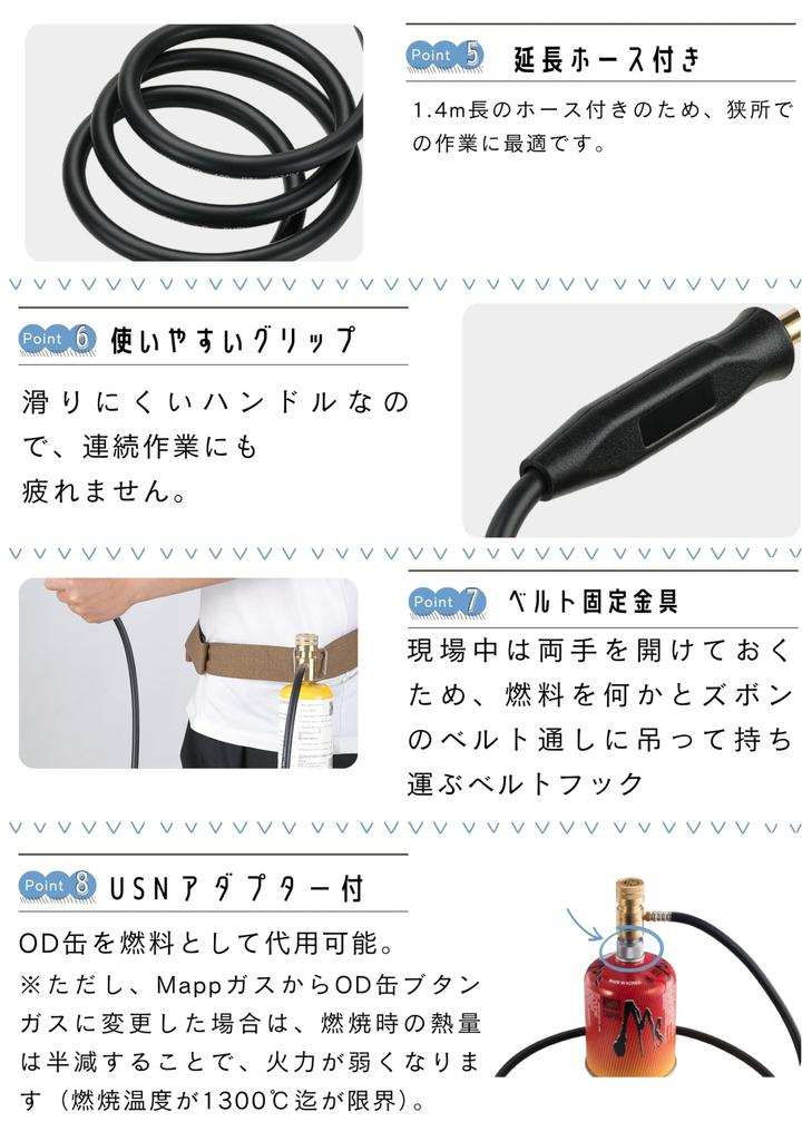 CAMPING MOON MapPro Turbo Torch, Auto-Ignition Turbo Burner, Compatible with OD Cans, 2-Way Professional Spiral Concentrated Flame Type, MT-5110+Z20