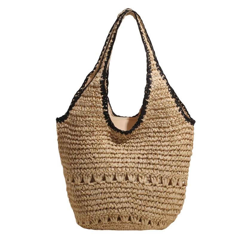 Niche woven bag women's new casual summer vacation straw bag large capacity portable shoulder armpit bag