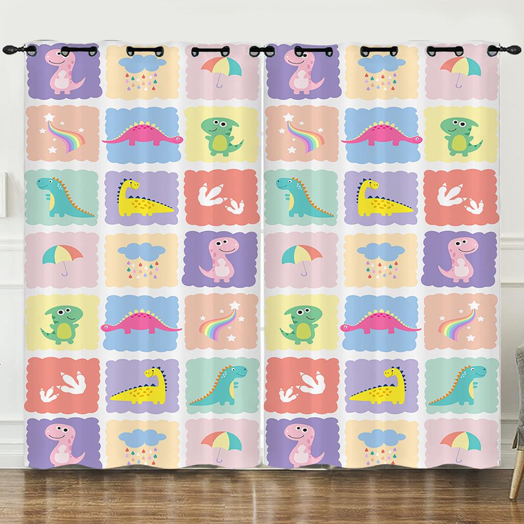 Curtain Flower Fresh Illustration Animal 3D Digital Printing Blackout Curtain Punching