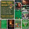 Vintage Metal Tin Signs Plaque  Billiards Rules Wall Decor  Iron Painting Art Posters for Man Cave Home Cafe Garden Club Bar
