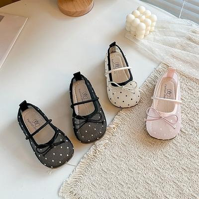 Girls' Breathable Leather Shoes, Mesh Upper Shoes, Cute Bean-shaped Shoes, New Style Shoes