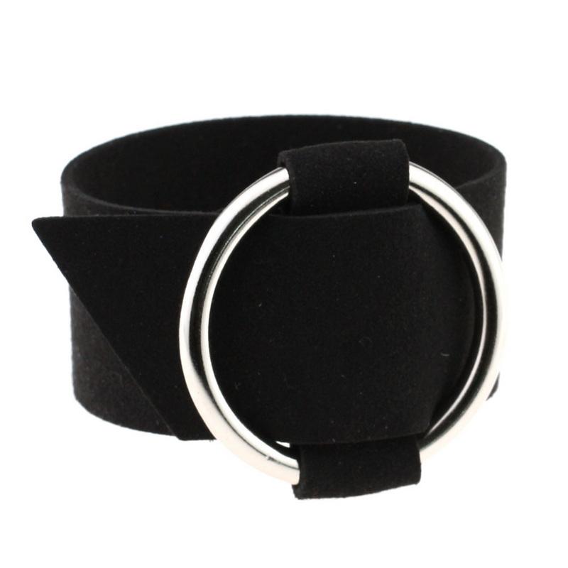 Kvinnemote sirkulær ring sjarmarmbånd bred fløyel flerfarget armbånd stor sirkel mansjett vintage klubbsmykker flanell justerbar armring