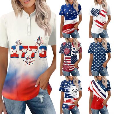 Women's Casual Polo Shirt Short Sleeve Loose Fit Top Button Placket Lightweight Breathable Fabric Summer Wear