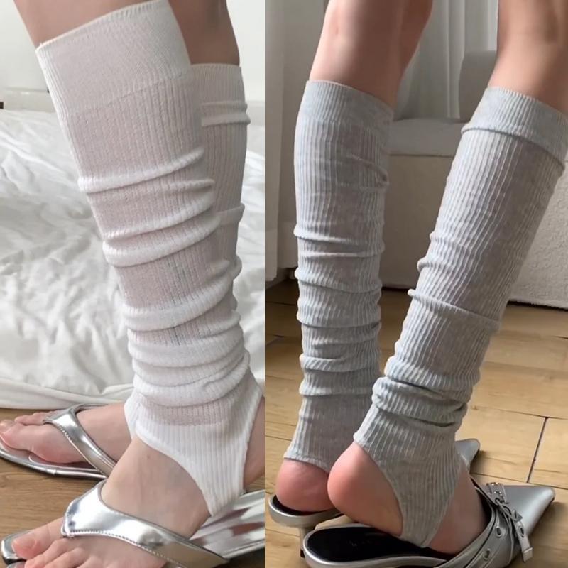 Knee Pads Thick Simple Long Knee High Socks Ballet Style Mid-calf Calf Socks Sun Protection Stepping On Feet JK Stockings Spring