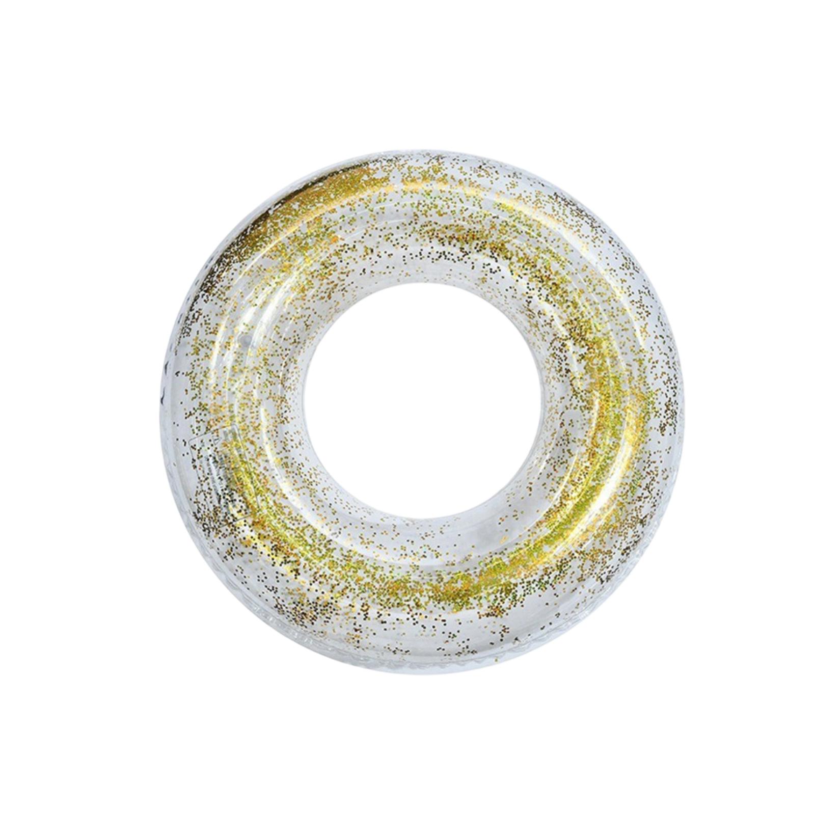 Popular Inflatable Swimming Ring, Transparent, Extra-large Size, Gold Sequined, For Swimming Pools. One Size