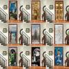 3D Door Mural Sticker Peel and Stick Door Wallpaper Golden Buddha Castle Moon Mermaid Flower Home Decor Removable