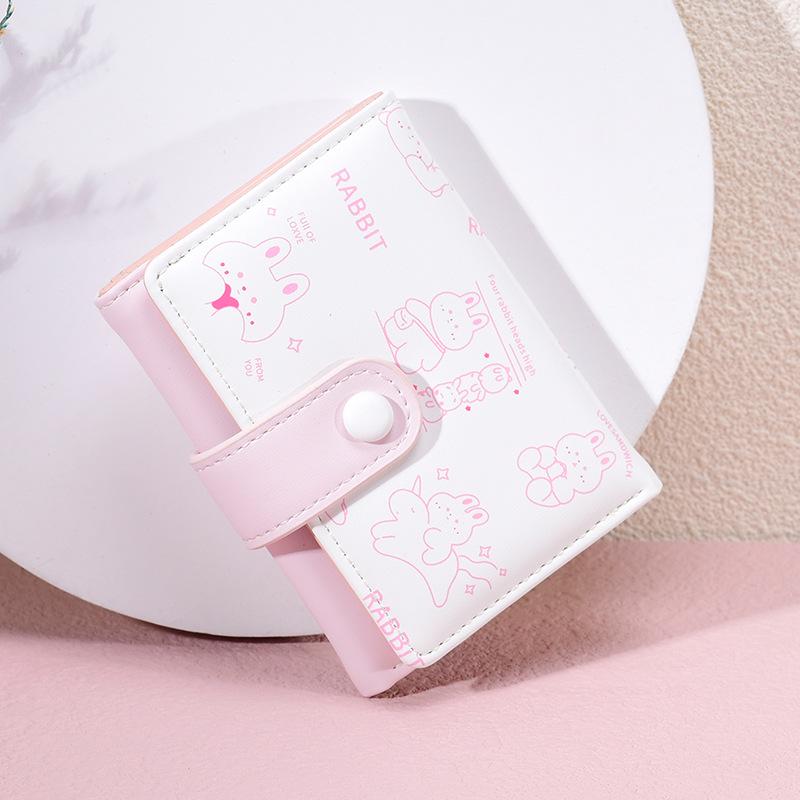 Korean Style Cute Cartoon Ladies' Short Wallet with Multiple Card Slots and Coin Purse