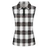 Women Sleeveless Golf Polo Shirt Zip Collar Plaid Print Athletic Tank Top for Sports Outdoor Exercise Casual Wear