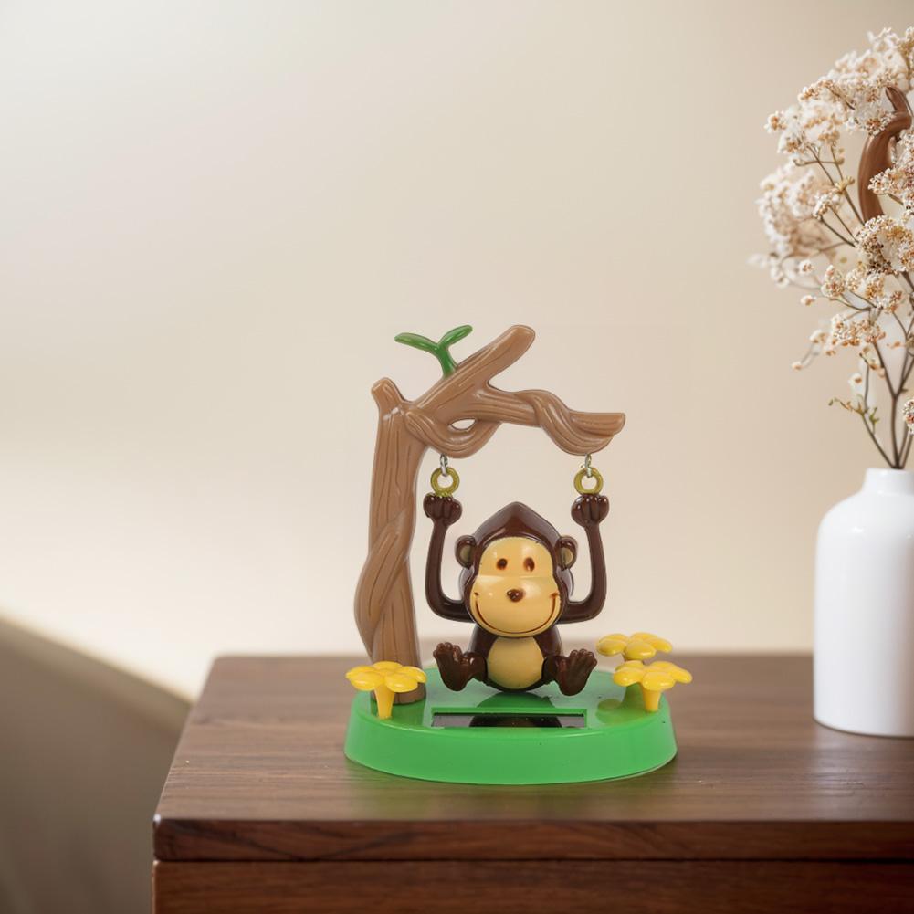 Solar Dancing Monkey Toy Solar Powered Swing Monkey Cartoon Animated Bobble Monkey Dancer for Car Interior Decoration