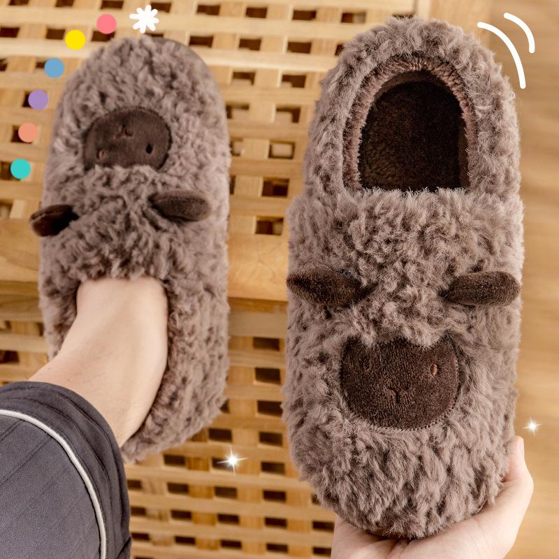 

Хлопковые тапочки женские весенне-осенние зимние для дома, комнатные, для пары, нескользящие, домашнее тепло, зимние плюшевые мужские 44-45 [Suitable for 43-44] какао коричневый