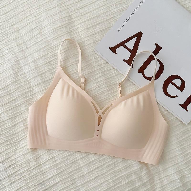 Hollow Seamless Push Up Gathering Bra For Women Comfortable Fixed Cup Breast Support
